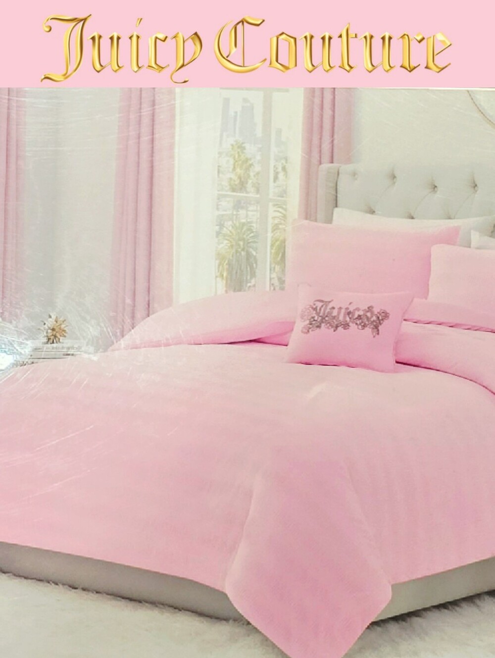 Juicy Couture Home Textured Velvet Plush Queen Comforter Set